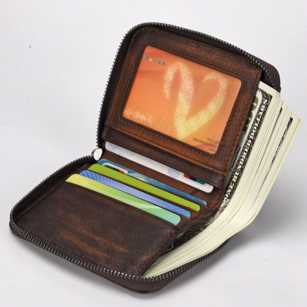 Men's Short Head Retro Leather Wallet