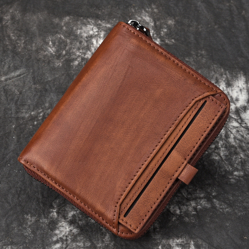 Men's Short Head Retro Leather Wallet