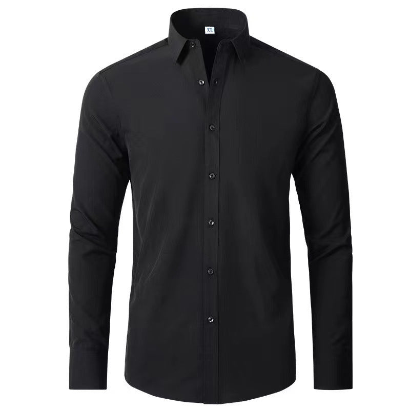 Full Elastic Force Non-ironing Men's Long-sleeved Vertical Shirt