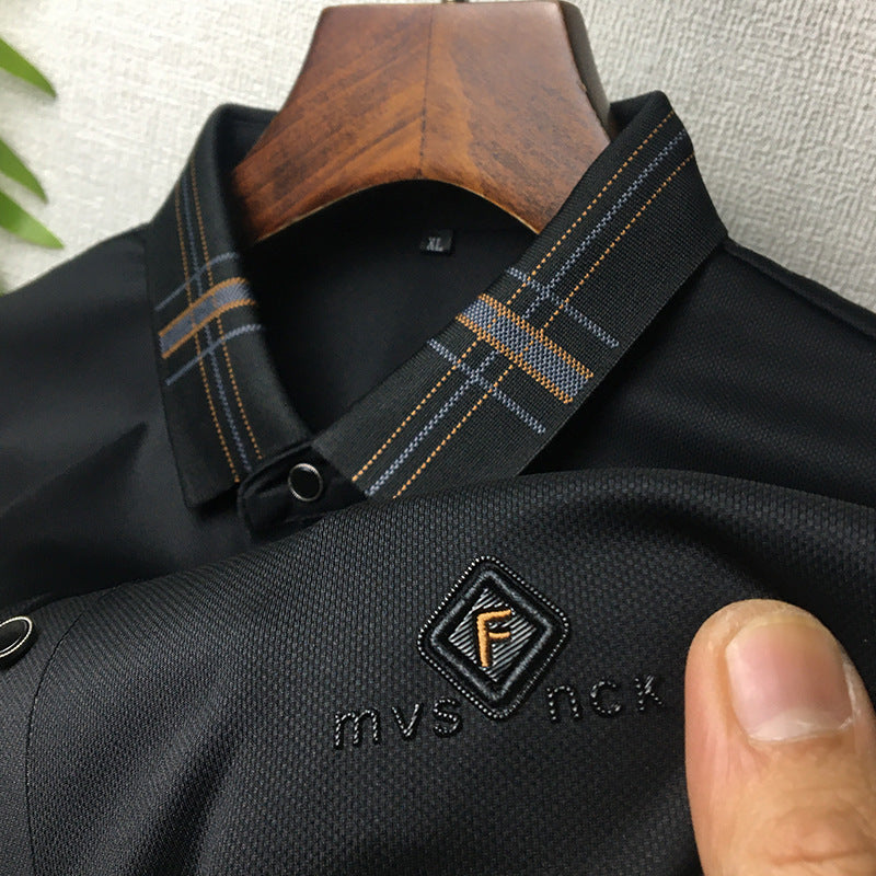 Contrast Color Lapel Short Sleeve Polo Shirt Loose Ice Silk T-shirt