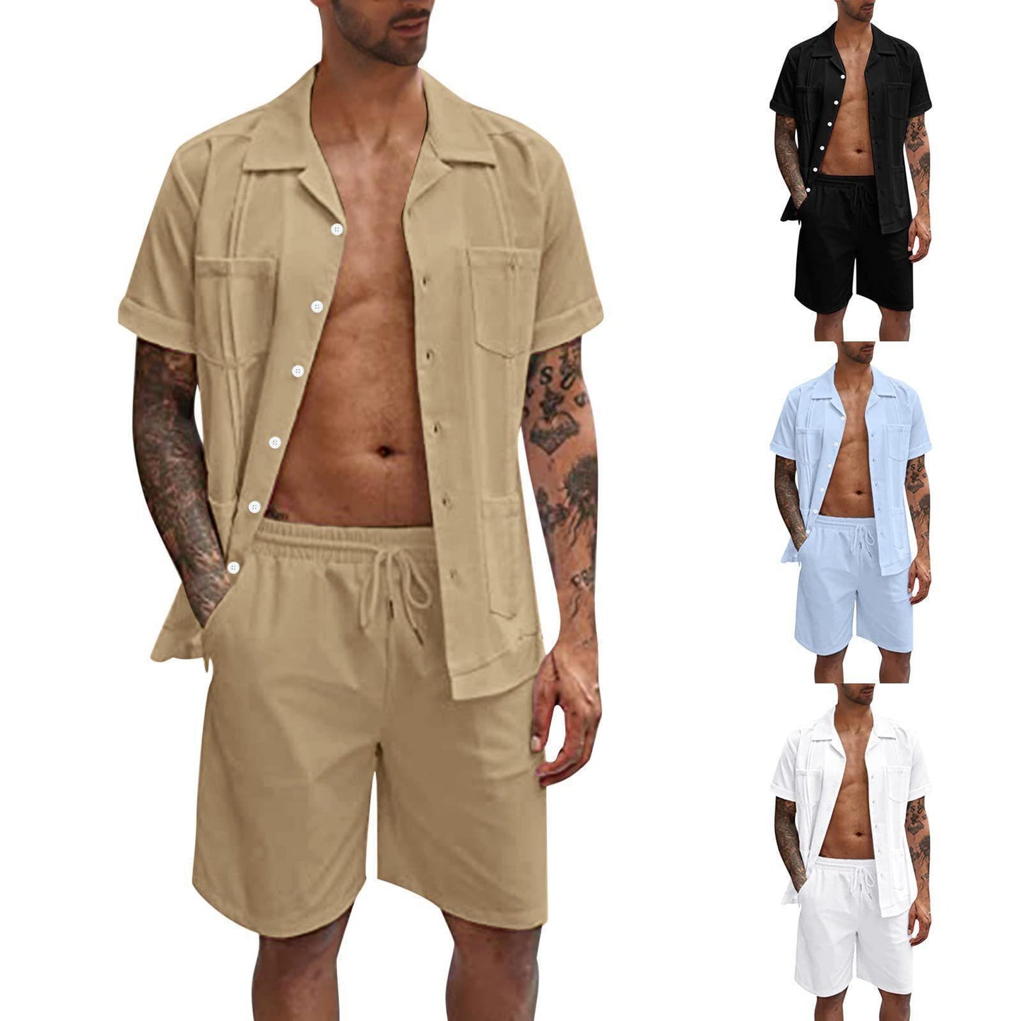 Men's Summer Set - Linen Sports Loose Short Sleeve Casual Summer Set