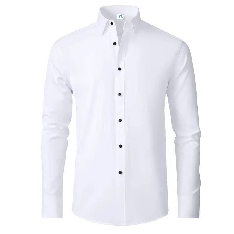 Full Elastic Force Non-ironing Men's Long-sleeved Vertical Shirt